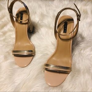 Parker & Sky Blush Metallic Mixed Chunky Heels